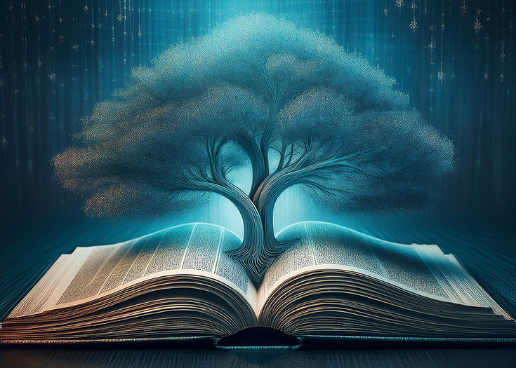 Tree growing from Bible Word of God