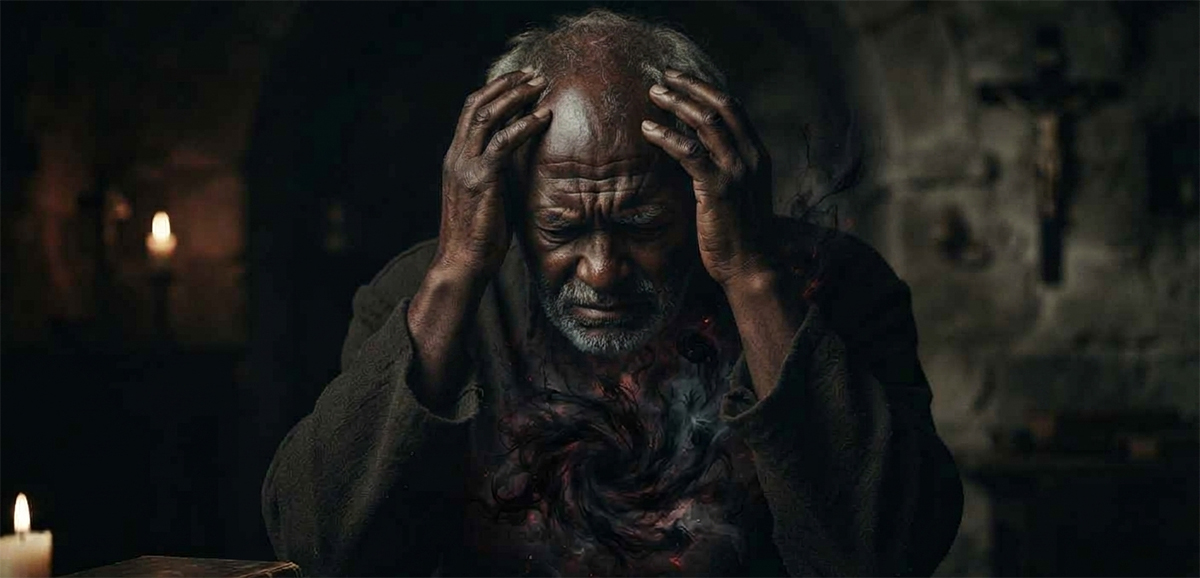 Black man distressed by sin