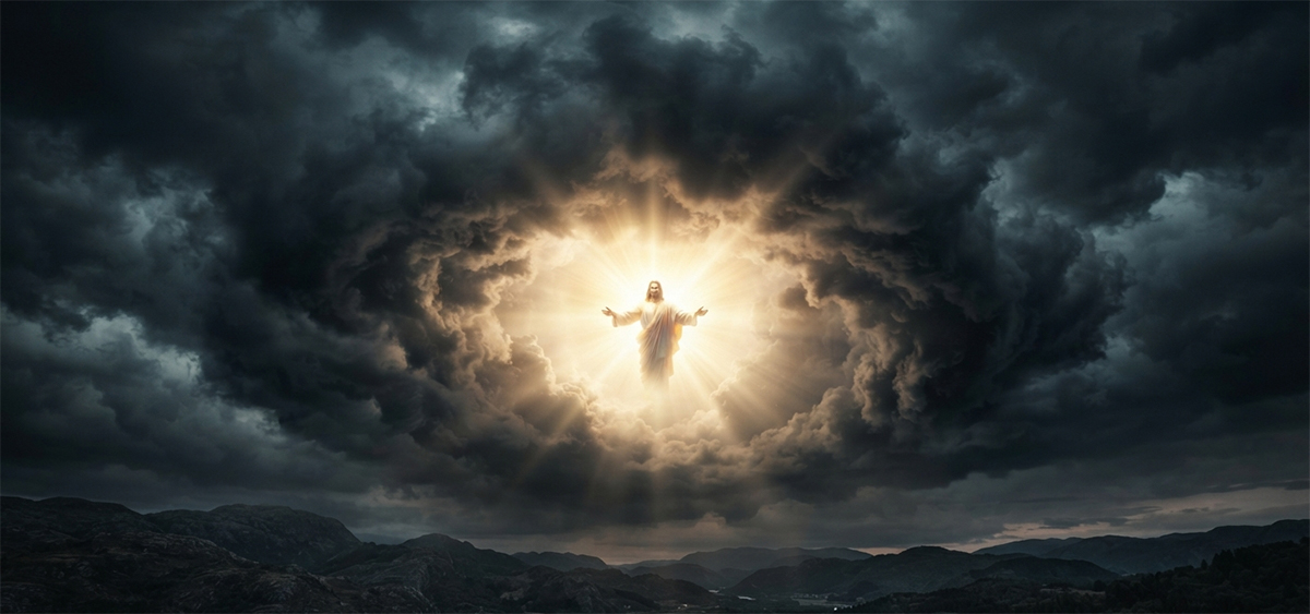 Dark sin cloud penetrated by light of Christ
